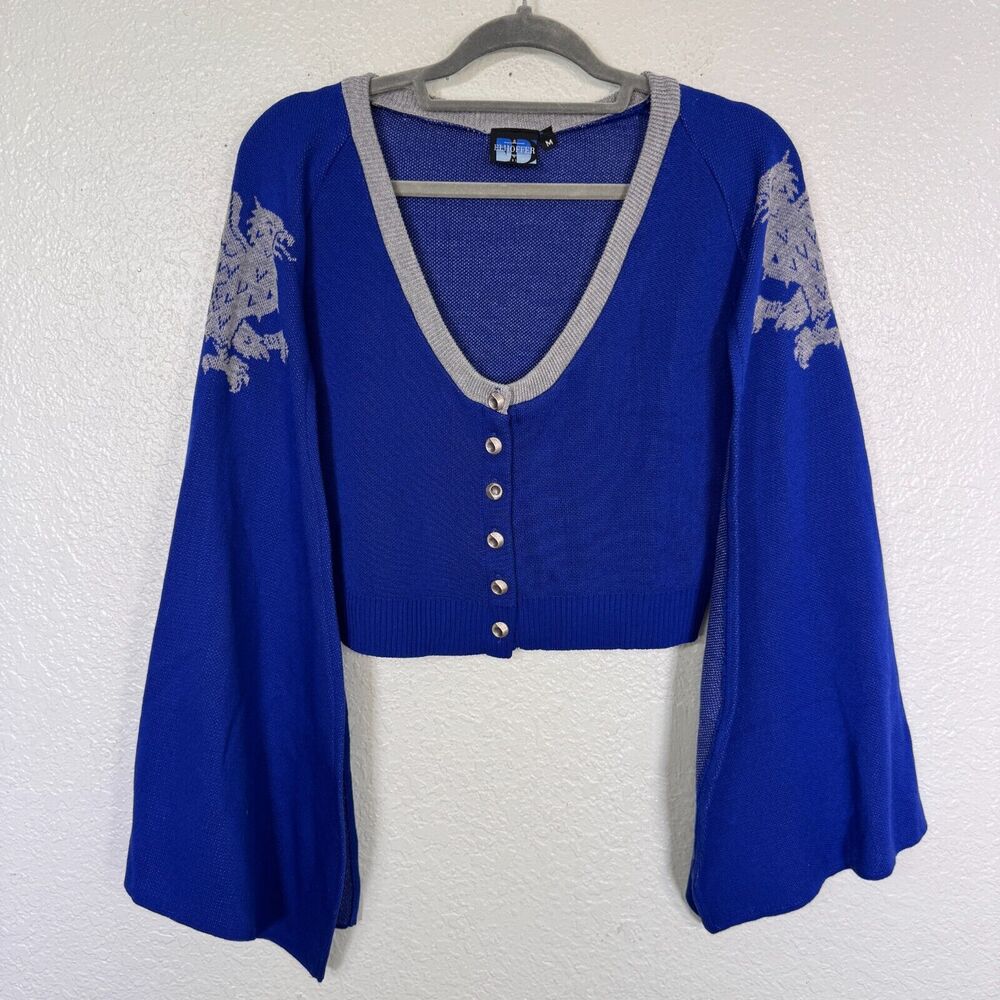 Elhoffer Design Sweater Womens Medium Griffin Cape Cardigan Costume Cosplay Blue